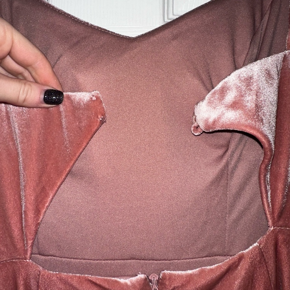 Azazie Velvet Bridesmaid Dress Dusty Rose - Picture 3 of 6